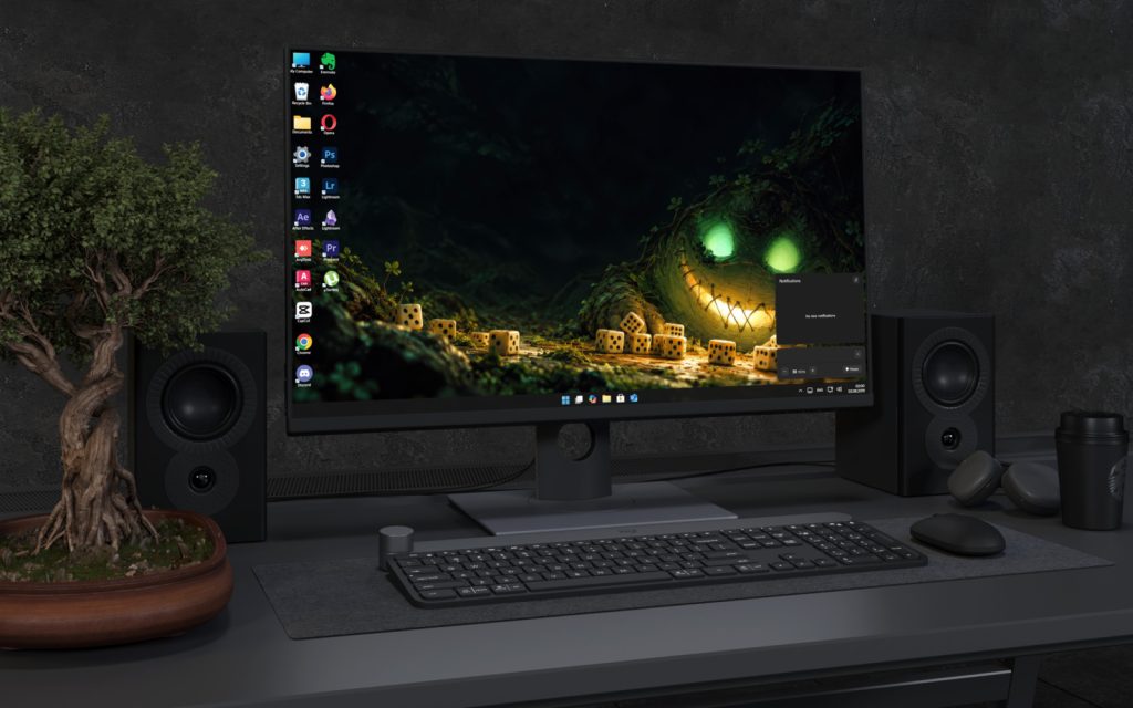 Laptop Wallpaper 8882 - Glowing Cave Creature Among Scattered Dice