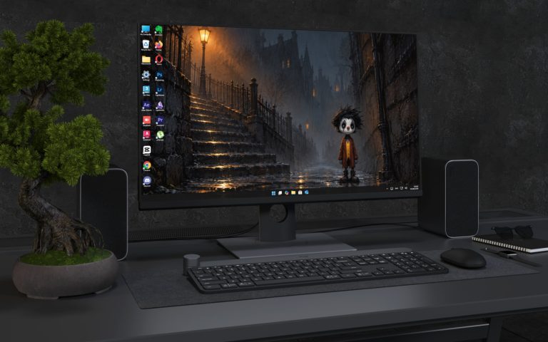 Desktop Wallpaper 8891 - Lonely Figure in a Rainy Lantern Alley
