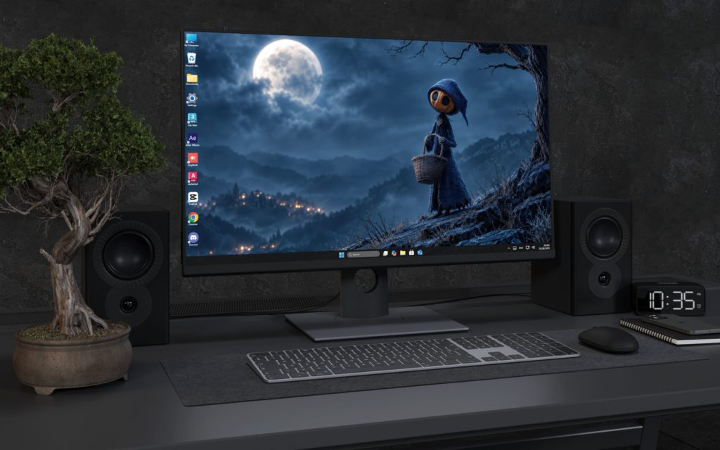 Laptop Wallpaper 8897 - Hooded Straw Figure Beneath a Full Moon