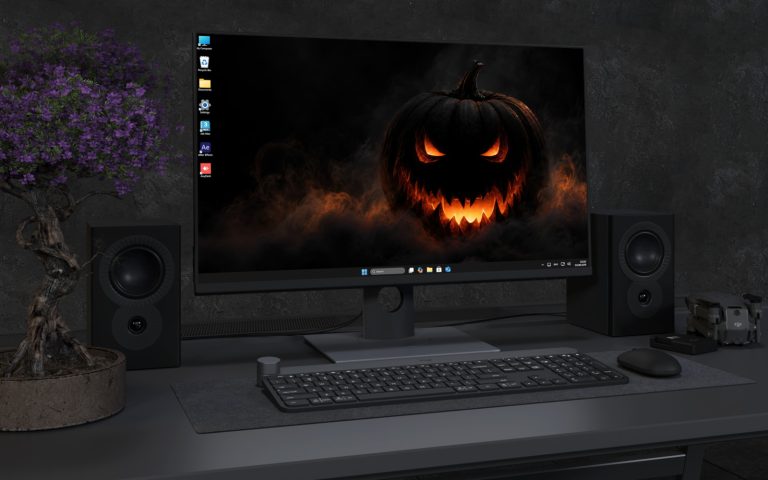 Desktop Wallpaper 8943 - Ember-Lit Pumpkin in a Low Smoke Cloud