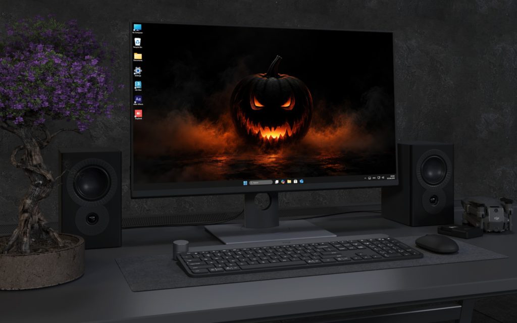 Laptop Wallpaper 8940 - Ember-Lit Pumpkin in a Low Smoke Cloud
