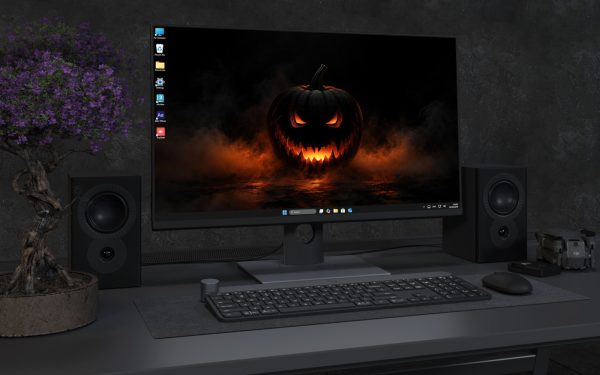 Laptop Wallpaper 8940 - Ember-Lit Pumpkin in a Low Smoke Cloud