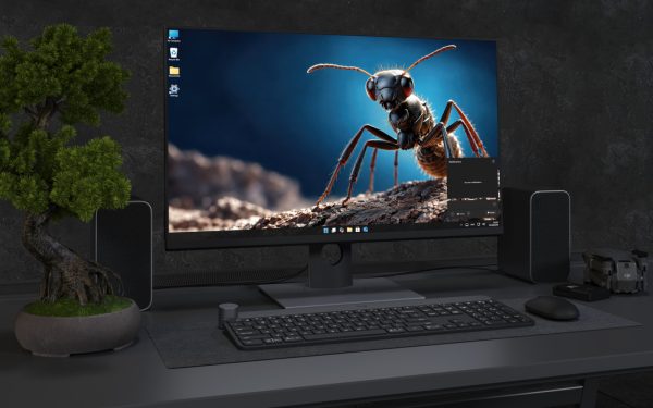 Desktop Wallpaper 9019 - Macro Black Ant Against a Deep Blue Background