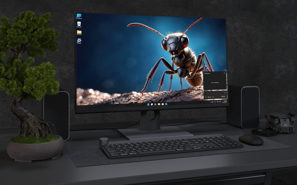 Laptop Wallpaper 9016 - Macro Black Ant Against a Deep Blue Background