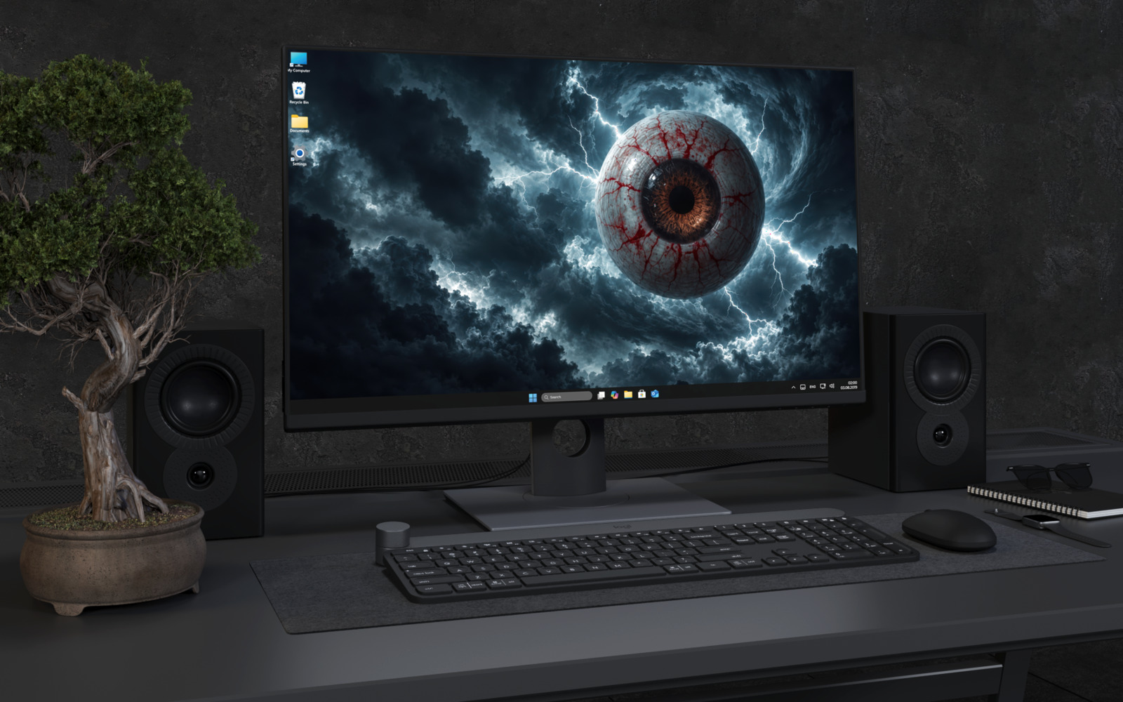 Laptop Wallpaper 9022 - Storm Clouds and Lightning Around a Giant Eye
