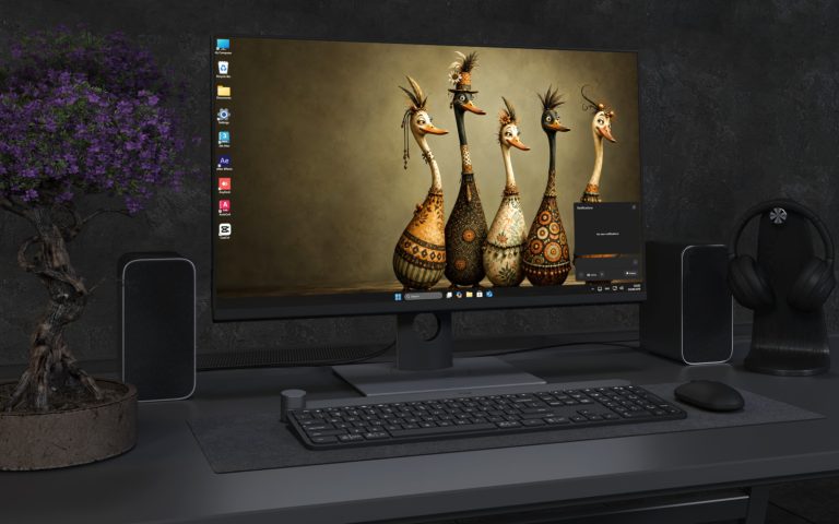 Desktop Wallpaper 9037 - Decorative Giraffe Group in Warm Golden Light