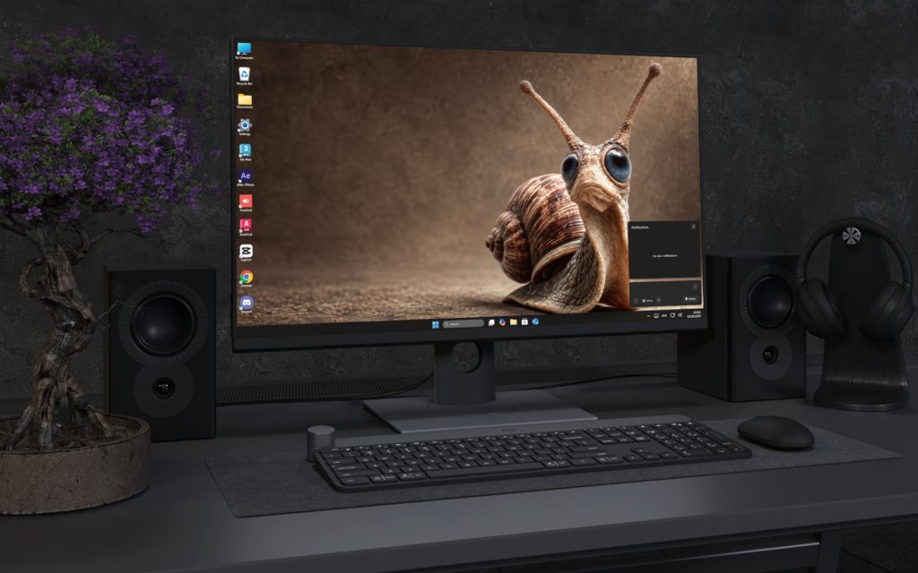 Laptop Wallpaper 9058 - Curious Snail Set Against a Warm Earthy Field