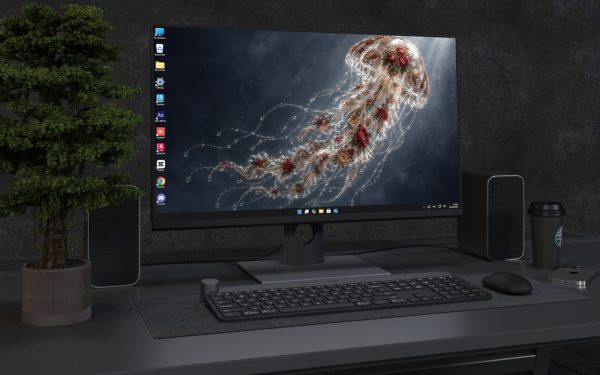 Laptop Wallpaper 9064 - Ornamental Jellyfish Drifting Through Blue Light