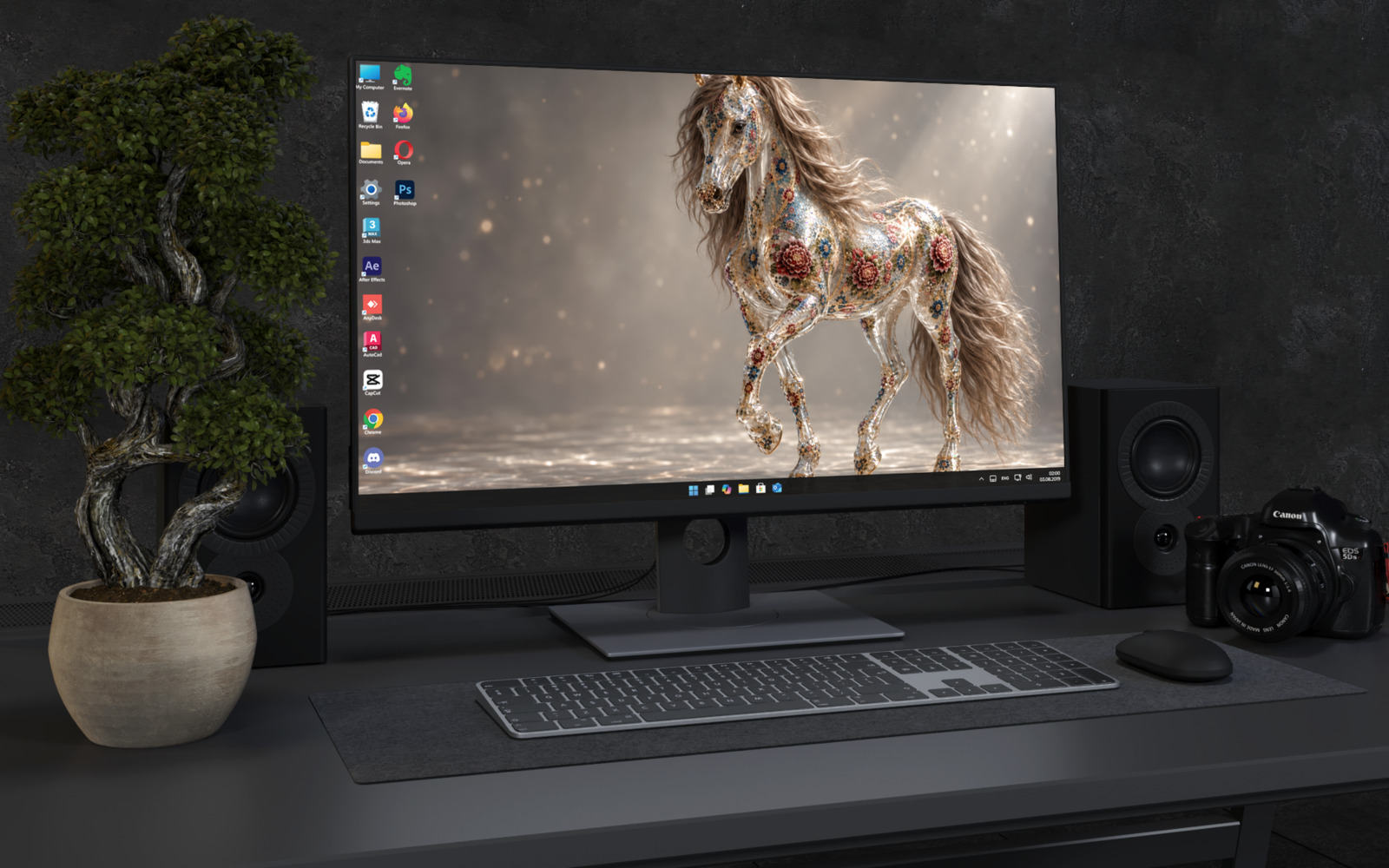 Desktop Wallpaper 9073 - Ornamental Horse with a Wide Field of Light