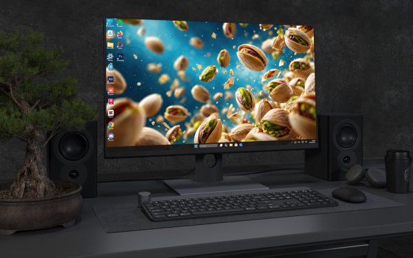 Desktop Wallpaper 9099 - Pistachios Sweeping Across a Deep Blue Space