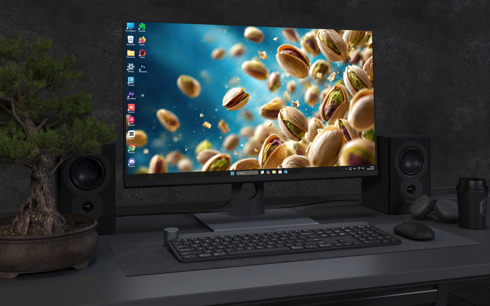 Laptop Wallpaper 9096 - Pistachios Sweeping Across a Deep Blue Space