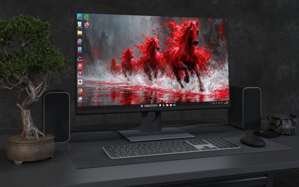 Desktop Wallpaper 9120 - Red Horses Racing Across a Stormy Shore