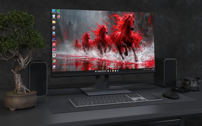 Desktop Wallpaper 9120 - Red Horses Racing Across a Stormy Shore