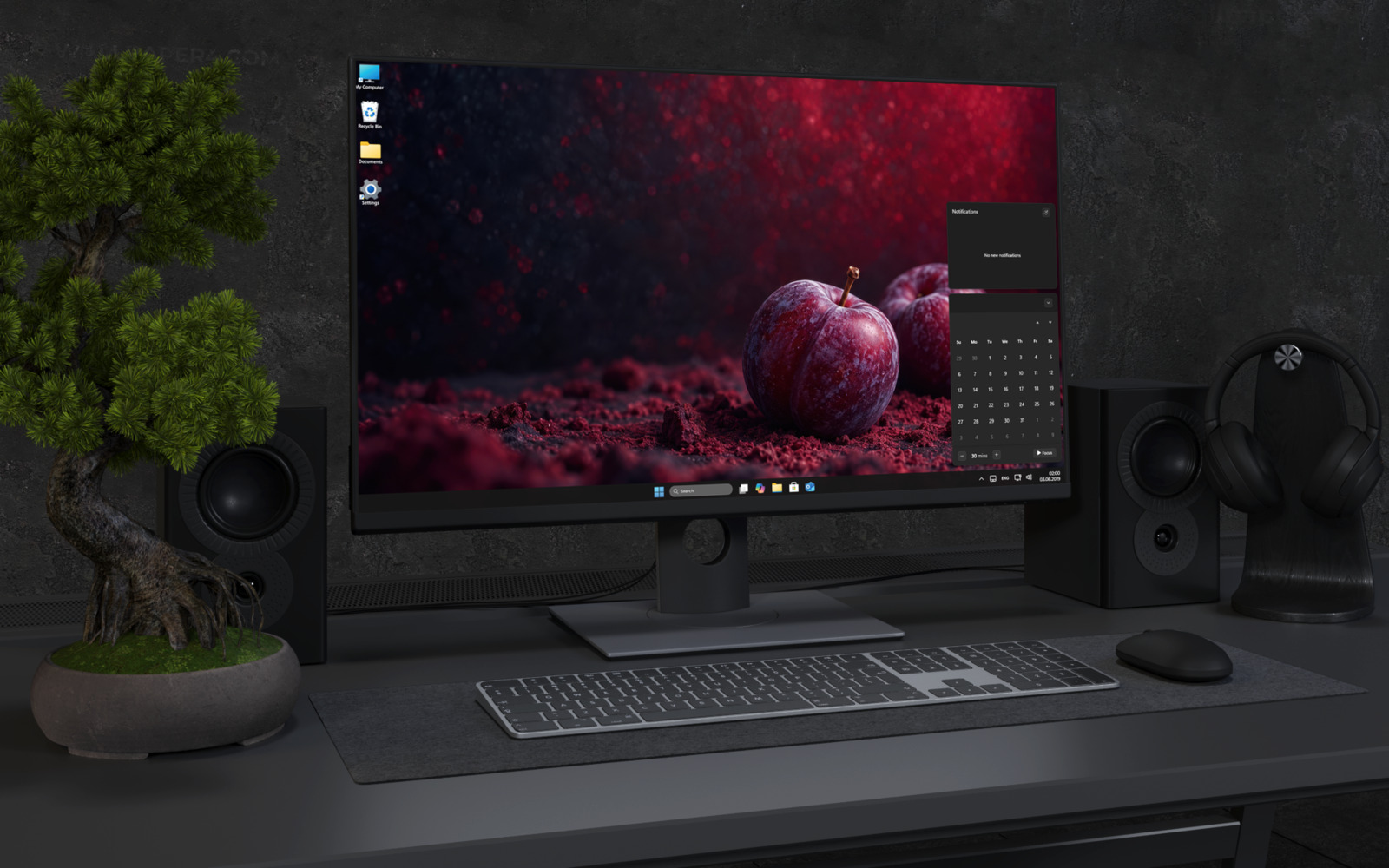 Desktop Wallpaper 9153 - Dark Plums Across a Crimson Textured Ground