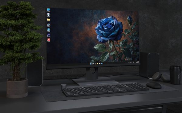 Desktop Wallpaper 9180 - Blue Rose with Open Space and Amber Patina
