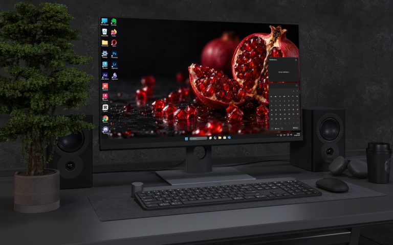 Desktop Wallpaper 9201 - Split Pomegranate and Scattered Crimson Seeds