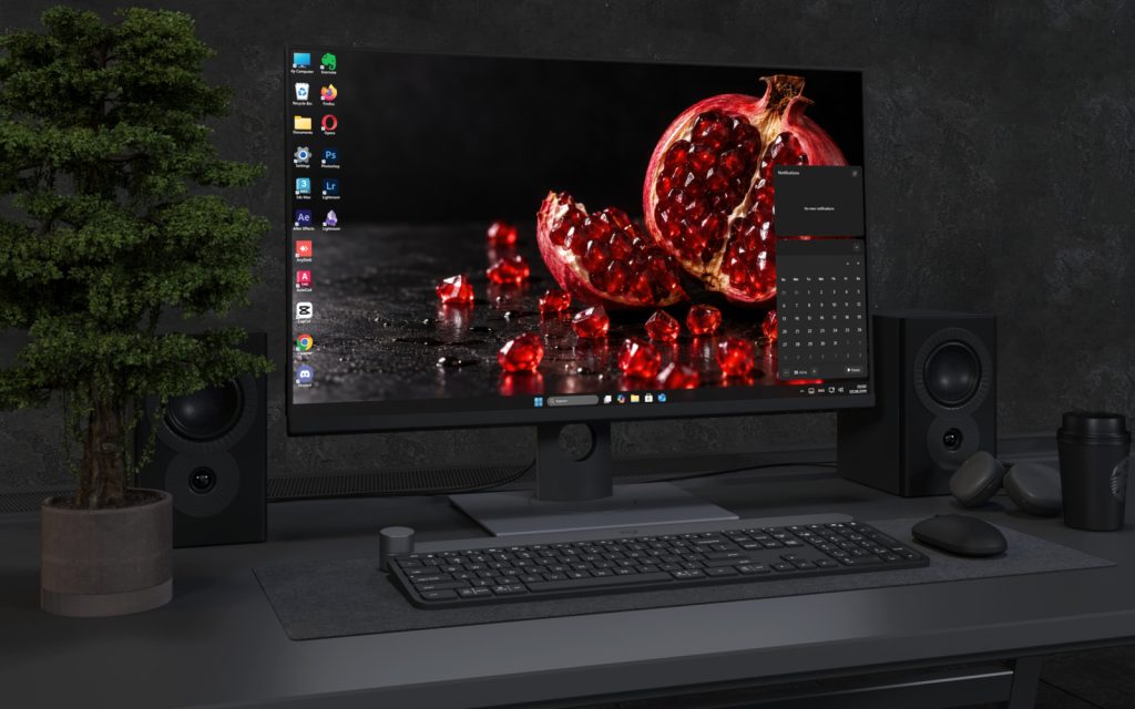 Laptop Wallpaper 9198 - Split Pomegranate and Scattered Crimson Seeds
