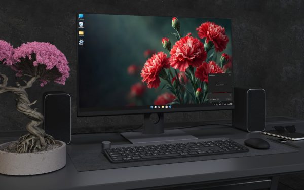Desktop Wallpaper 9207 - Red Carnation Cluster with Open Green Space