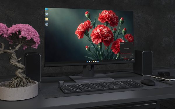 Laptop Wallpaper 9204 - Red Carnation Cluster with Open Green Space