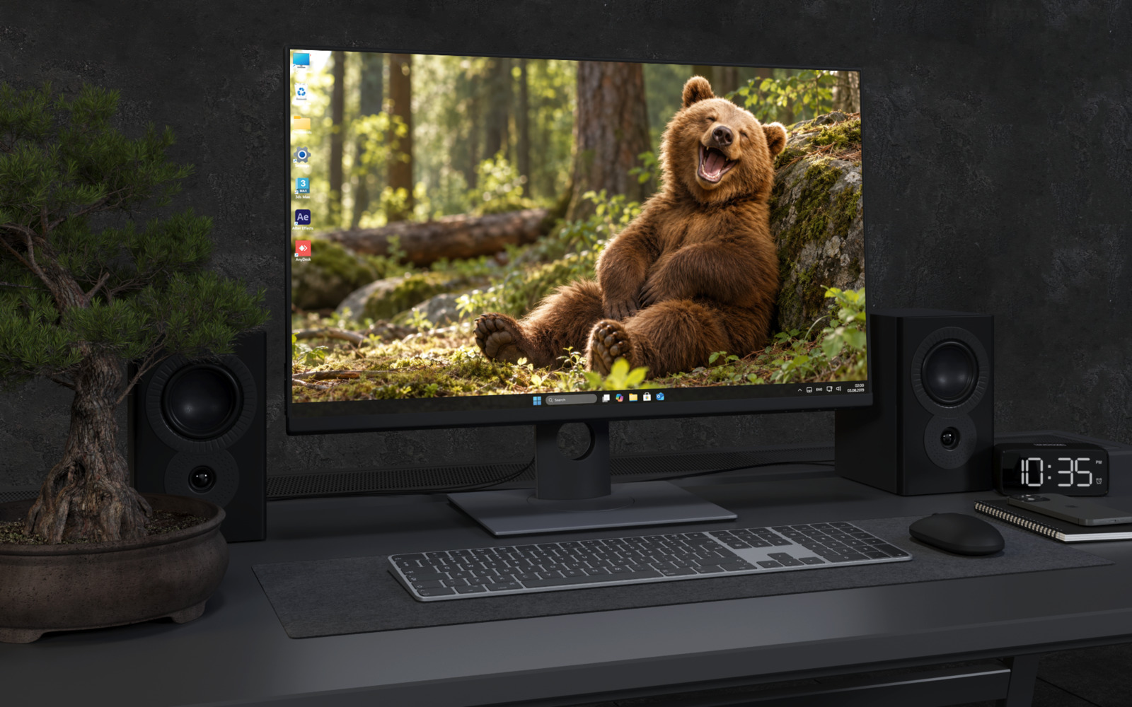 Desktop Wallpaper 9213 - Brown Bear Cub Resting in a Sunlit Forest