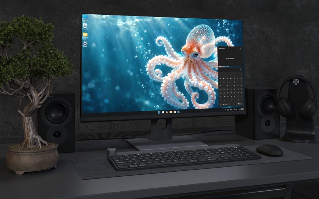 Laptop Wallpaper 9248 - Graceful Octopus Beneath Underwater Light