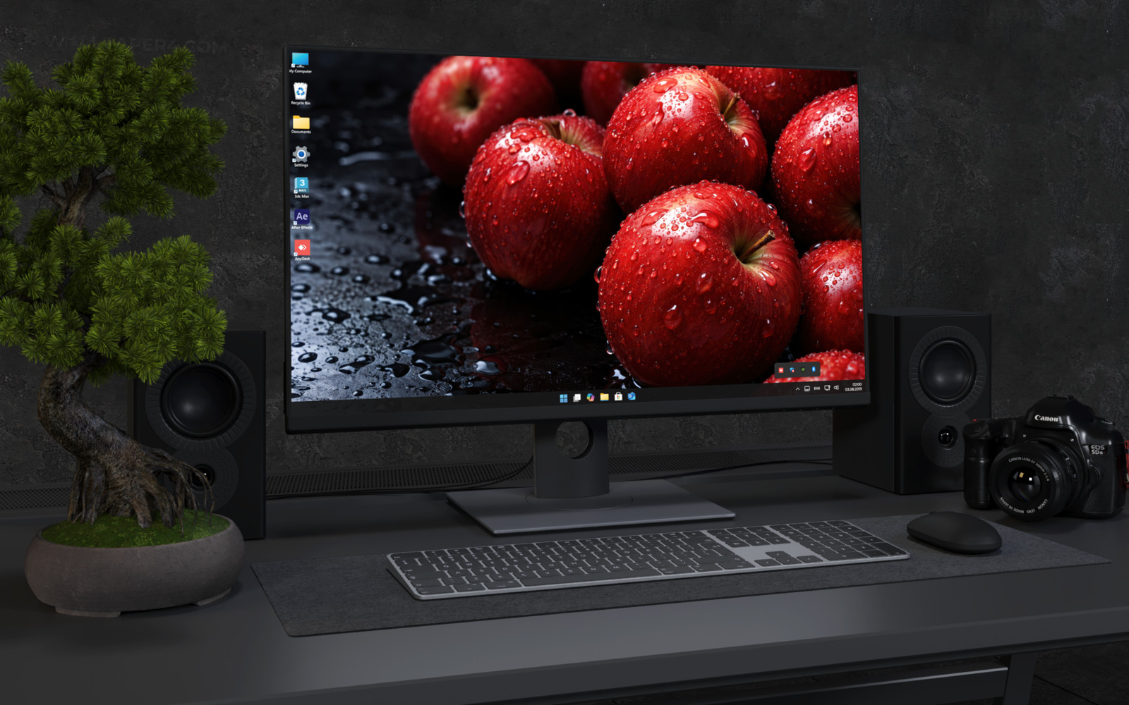 Desktop Wallpaper 9263 - Fresh Red Apples on a Dark Wet Surface