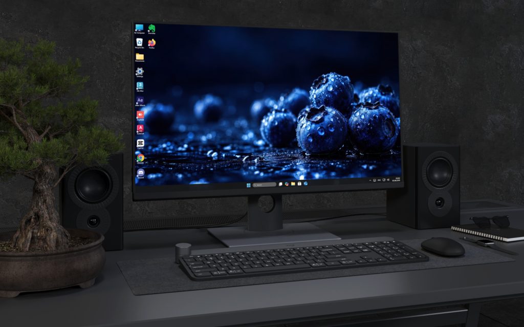 Desktop Wallpaper 9329 - Blueberry Cluster Across a Deep Blue Table
