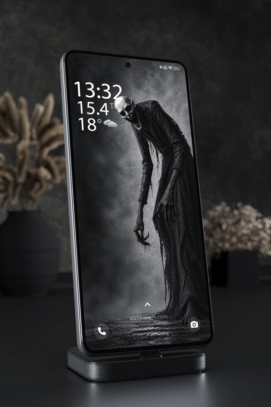 Phone Wallpaper 8852 - Tall Ghoul in Tattered Black Robes
