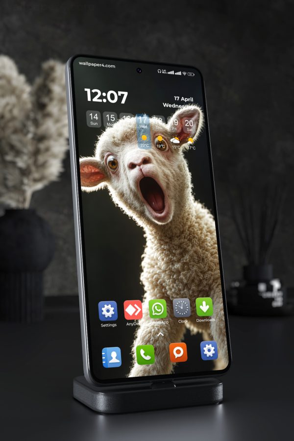 Mobile Wallpaper 8912 - Wide-Eyed Lamb Portrait on a Dark Background