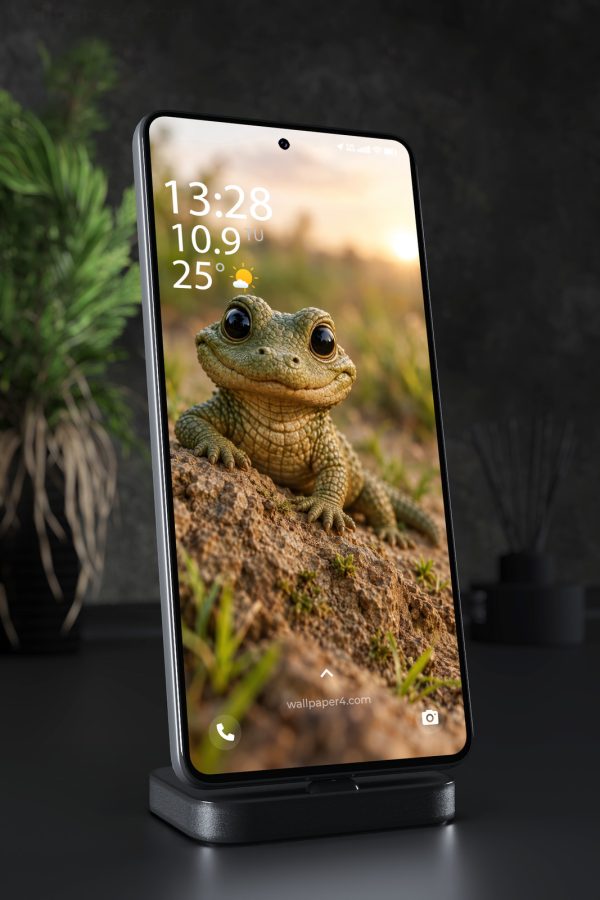 Phone Wallpaper 9010 - Small Green Frog Resting on Sunlit Moss