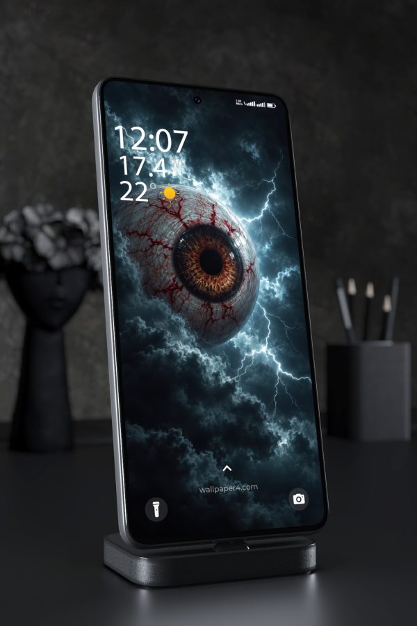 Phone Wallpaper 9022 - Watchful Eye Surrounded by Storm Clouds