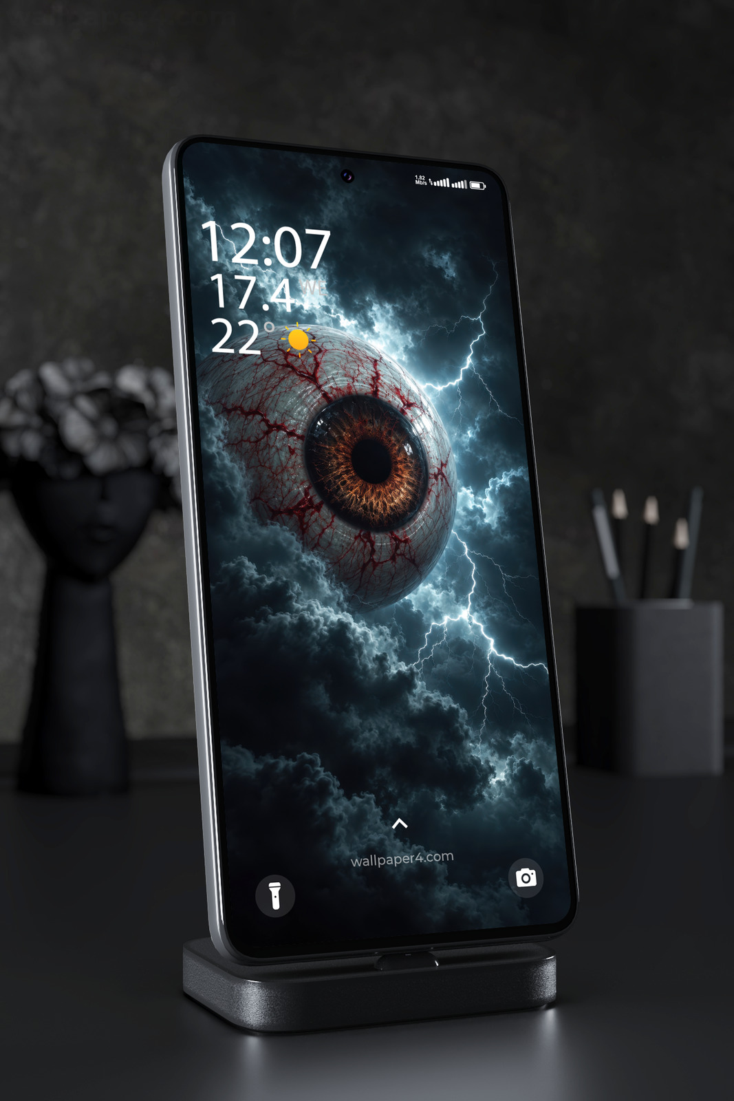 Phone Wallpaper 9022 - Watchful Eye Surrounded by Storm Clouds