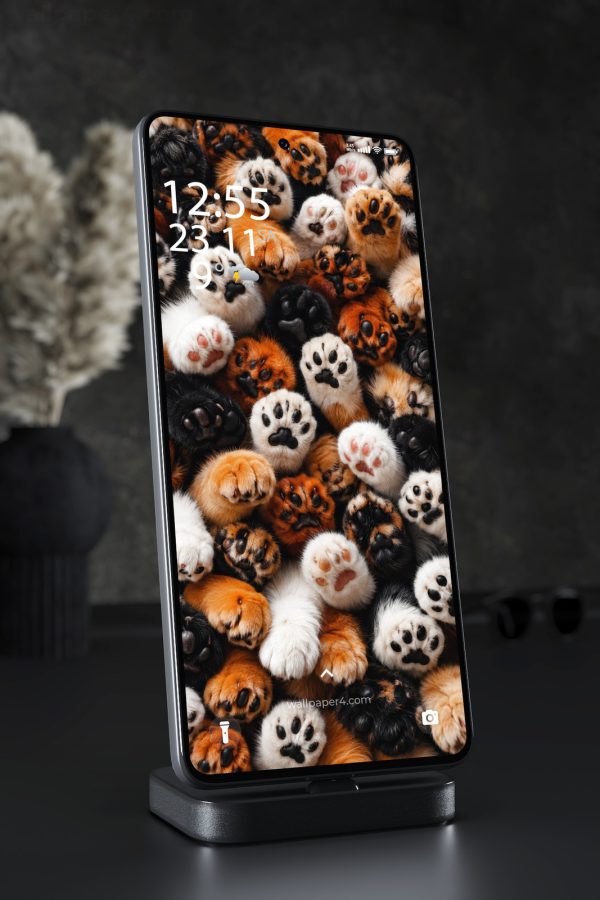 Phone Wallpaper 9088 - A Playful Pattern of Colorful Cat Paws