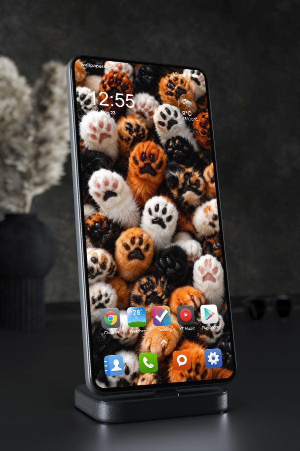 Mobile Wallpaper 9088 - A Playful Pattern of Colorful Cat Paws