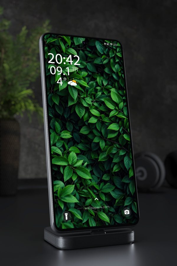 Phone Wallpaper 9108 - Deep Green Leaves in Layered Shadow