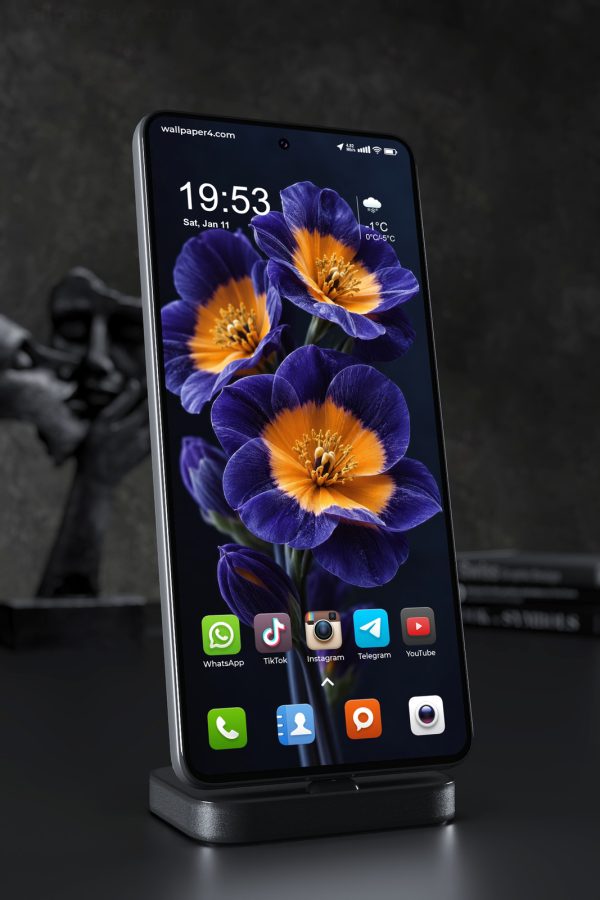 Phone Wallpaper 9186 - Violet Flowers with Golden Orange Centers