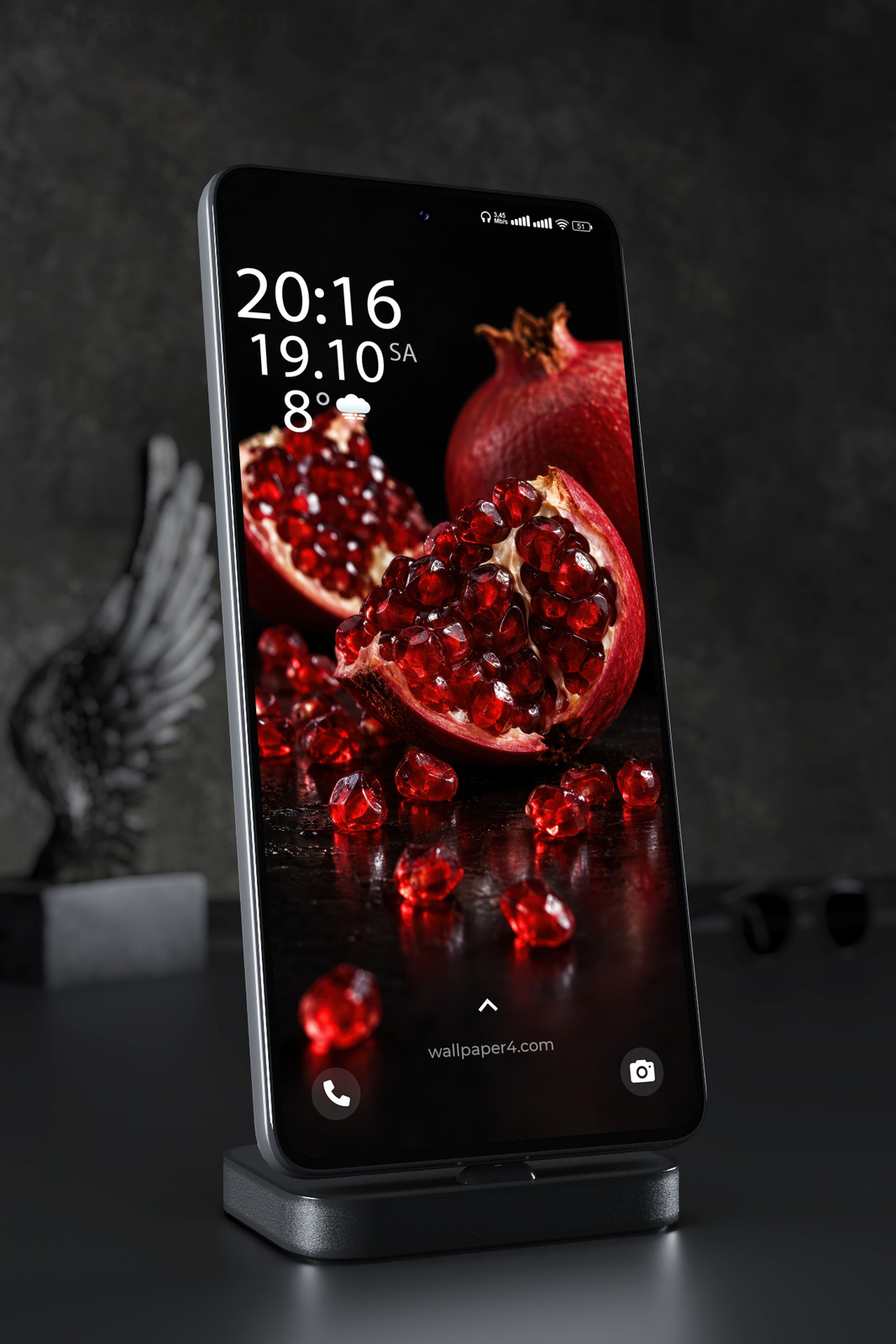 Phone Wallpaper 9198 - Glossy Pomegranate Seeds in Deep Red Light