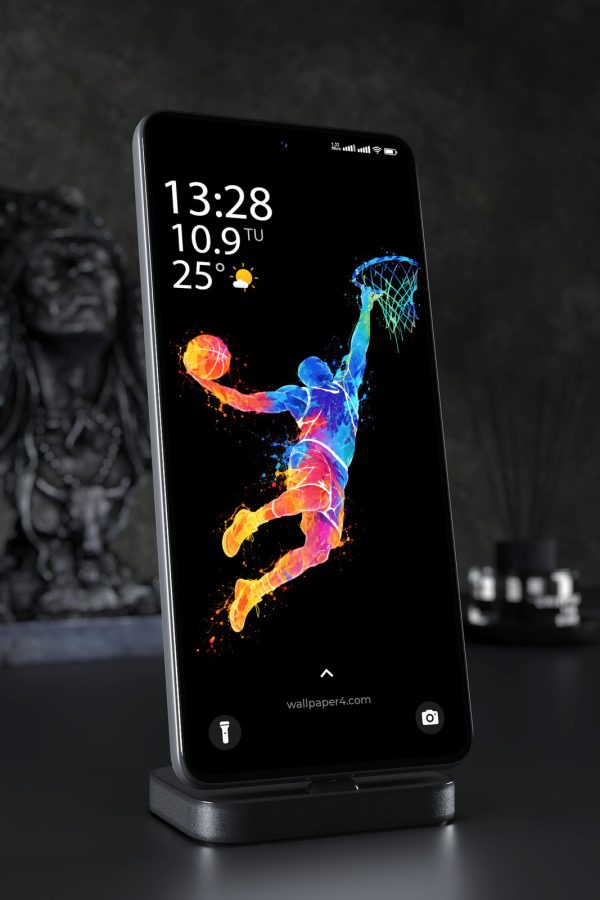 Mobile Wallpaper 9240 - Neon Basketball Player Rising for a Dunk
