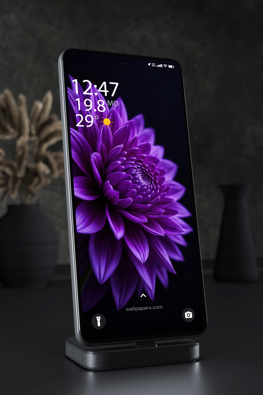 Mobile Wallpaper 9269 - Deep Violet Flower Against Black Space