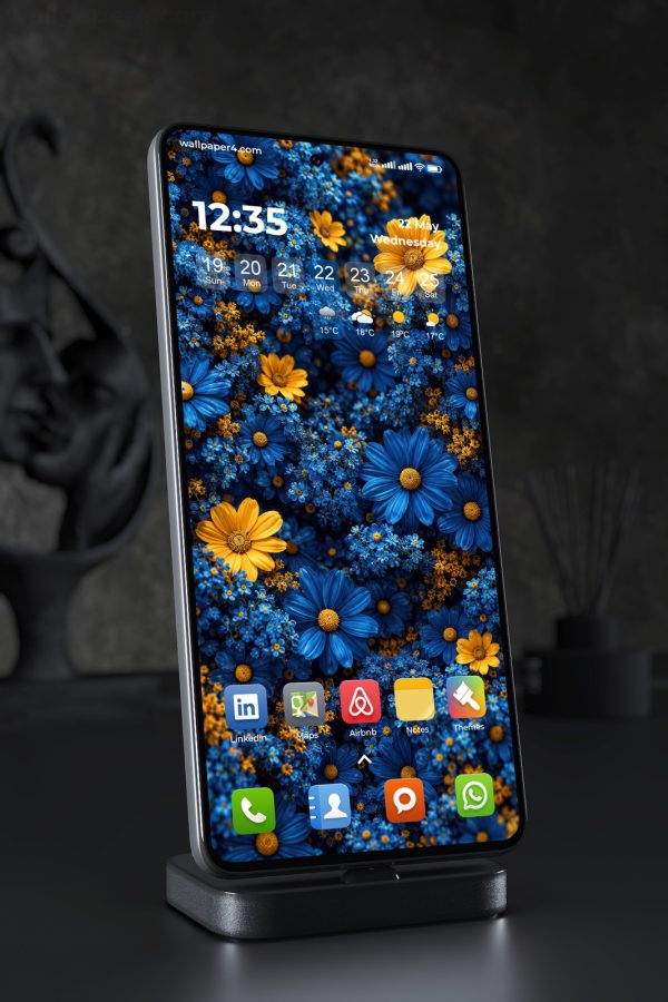 Mobile Wallpaper 9278 - Blue and Yellow Wildflower Garden Pattern