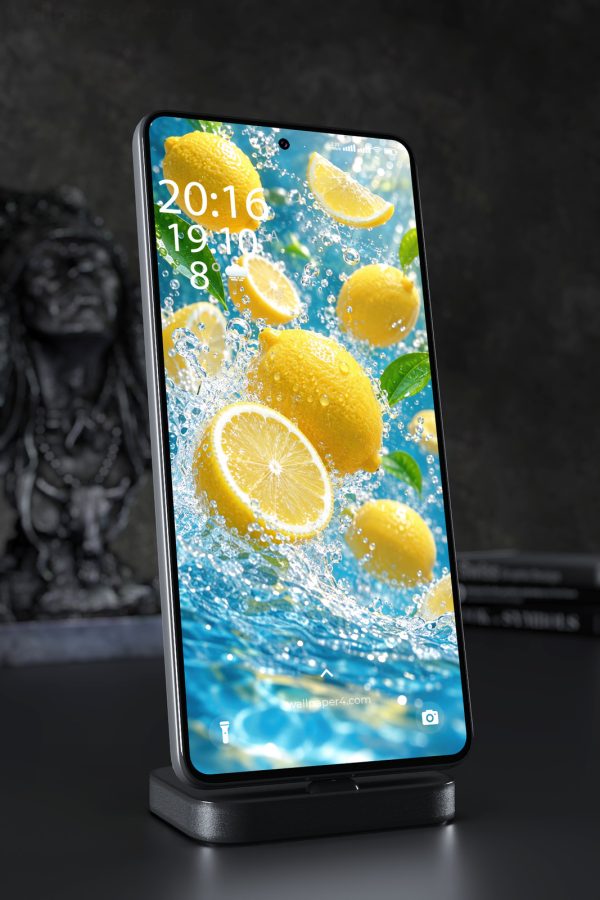 Phone Wallpaper 9296 - Sunlit Lemons Suspended in Blue Water