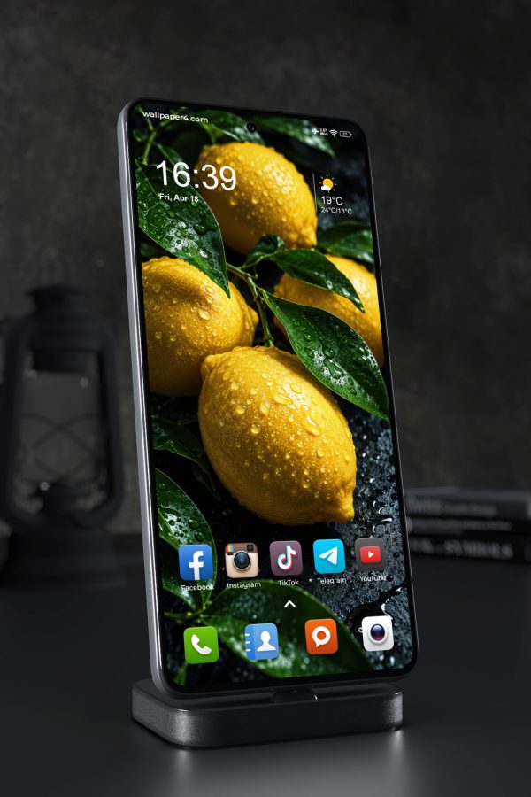 Phone Wallpaper 9344 - Golden Lemons and Glossy Leaves After Rain